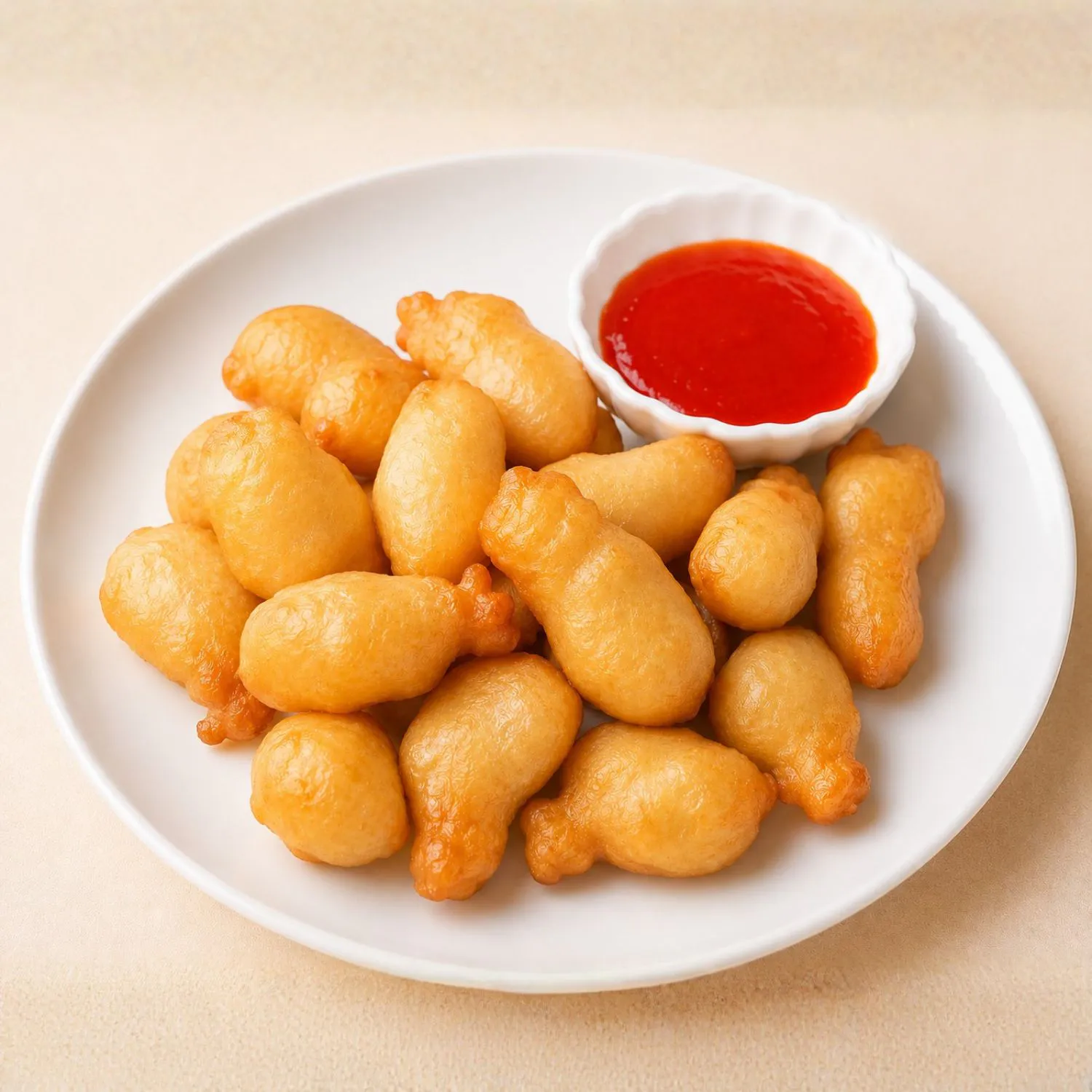 Crispy sweet and sour chicken nuggets with sauce at China King Restaurant, a Chinese Restaurant in North Fort Myers